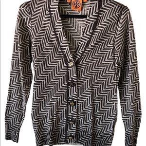 Tory Burch cardigan with chevron pattern and classic buttons. GUC size S